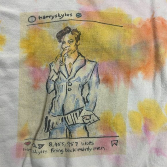 Harry Styles Sweatshirt Adults Large Tie Dye Graphic Crew Neck Pullover Gildan - Picture 7 of 12